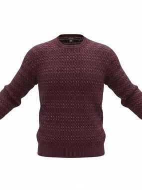 Tasso Elba Men's Cable Knit Crewneck Sweater - 100% Cotton Wine